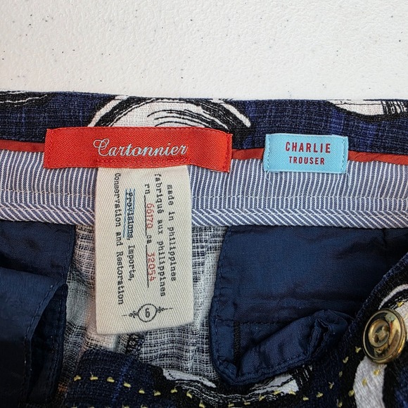 Anthropologie Cartonnier Charlie Trouser Womens 6 Navy Geometric‎ - Picture 3 of 8